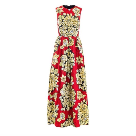 SIKA AFRICAN PRINT RED FLORAL
SLEEVELESS HIGH NECK MAXI
DRESS WITH POCKETS SZ 12 - Picture 2 of 5